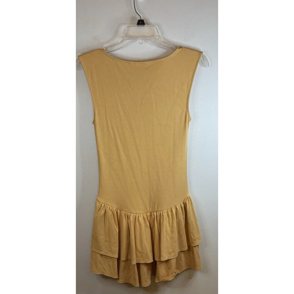 WILFRED Aritzia Goodlux Bloomsbury Mini Dress Small Ruffle Apricot Peach Summer - Picture 2 of 9